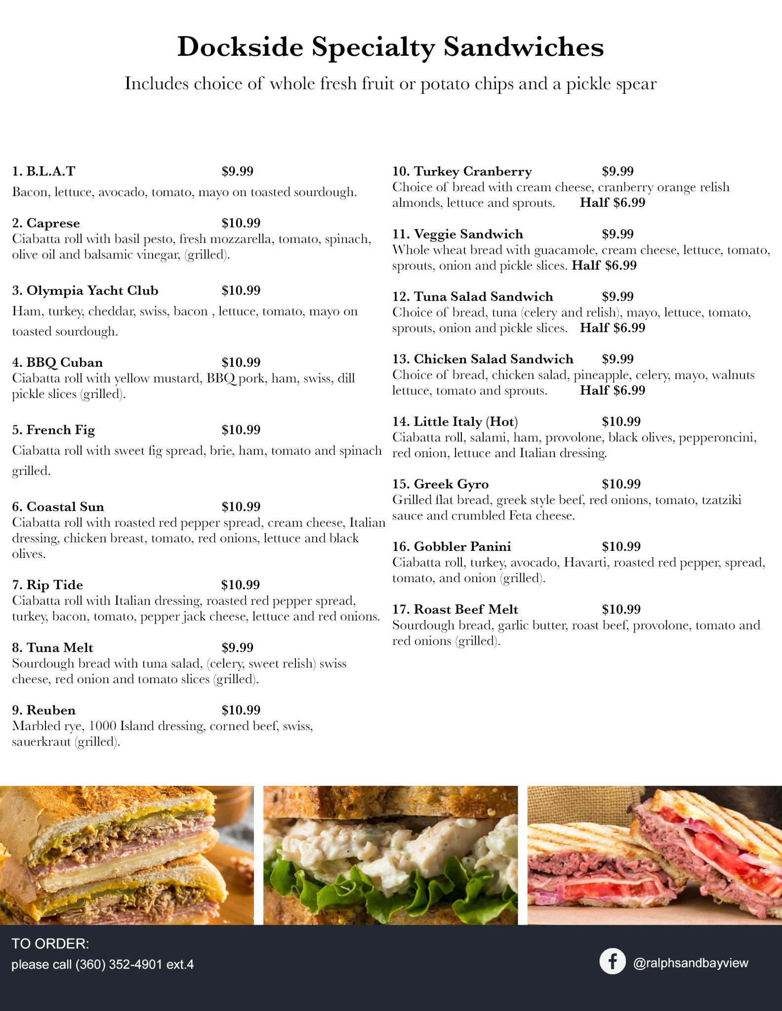 Bayview Deli Menu Stormans